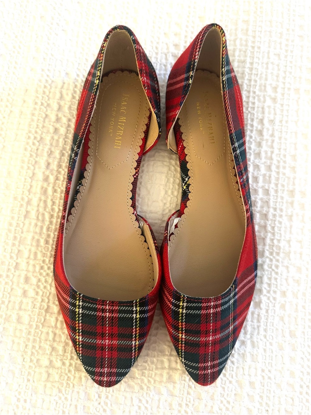 Isaac Mizrahi Red Plaid Pointed Toe Flats